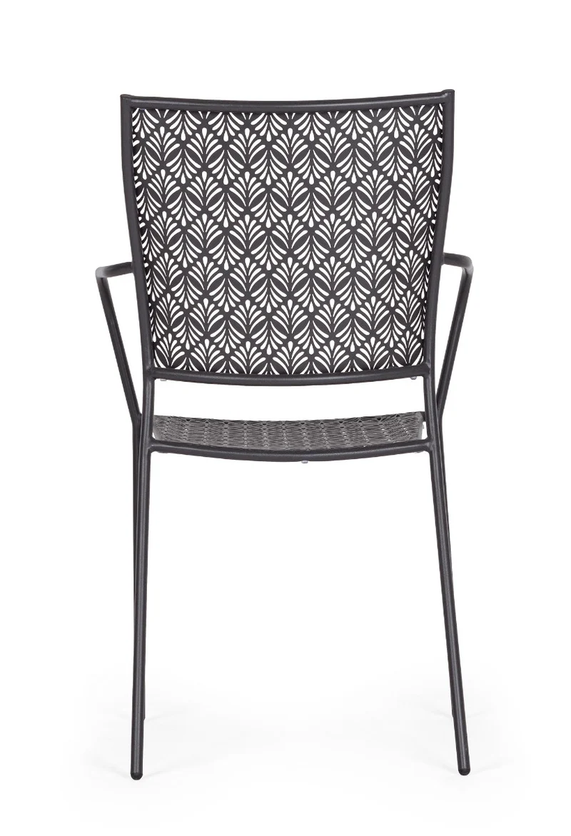 SET TAVOLO DA GIARDINO LIZETTE D.60CM + 2 SEDIE LIZETTE CON BRACCIOLI ANTRACITE