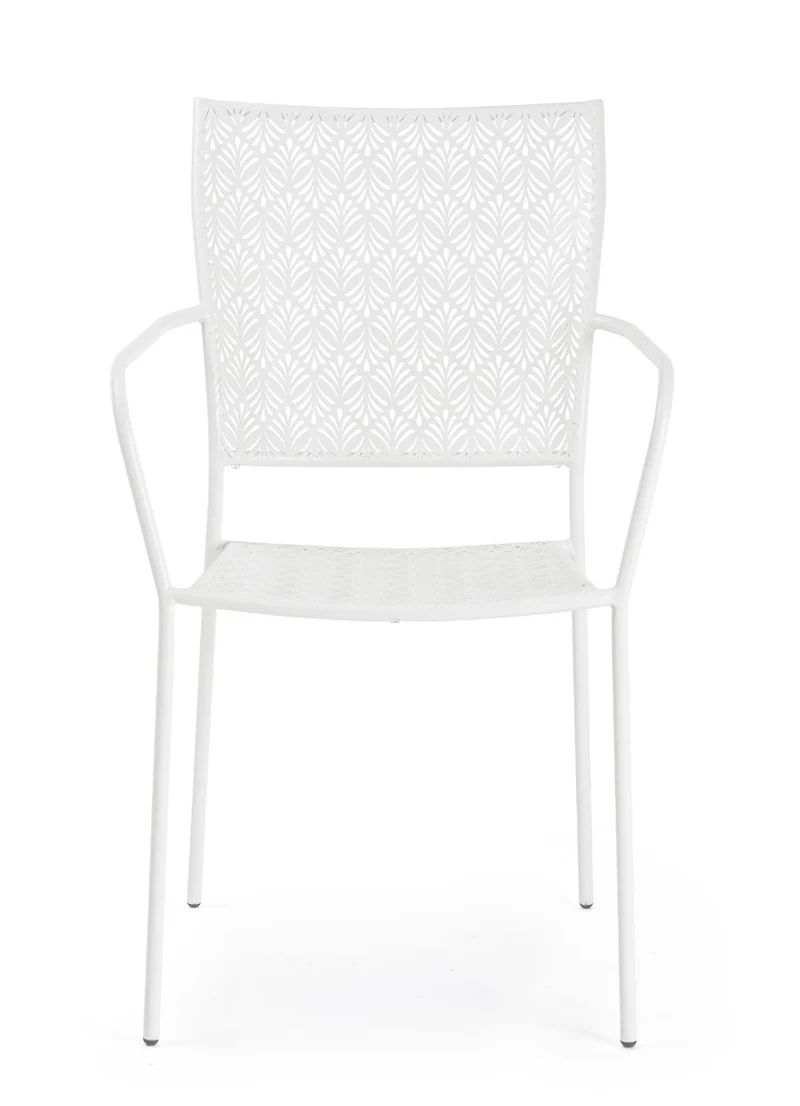 SET TAVOLO DA GIARDINO LIZETTE D.60 + 2 SEDIE LIZETTE CON BRACCIOLI BIANCO