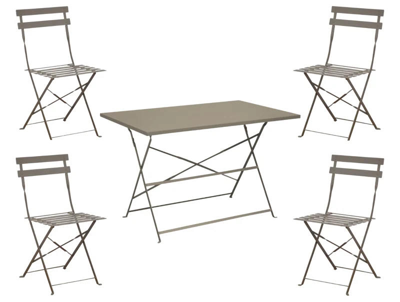 SET TAVOLO CUBA 110X70CM + 4 SEDIE PIEGHEVOLI CUBA MARRONE MASTICE