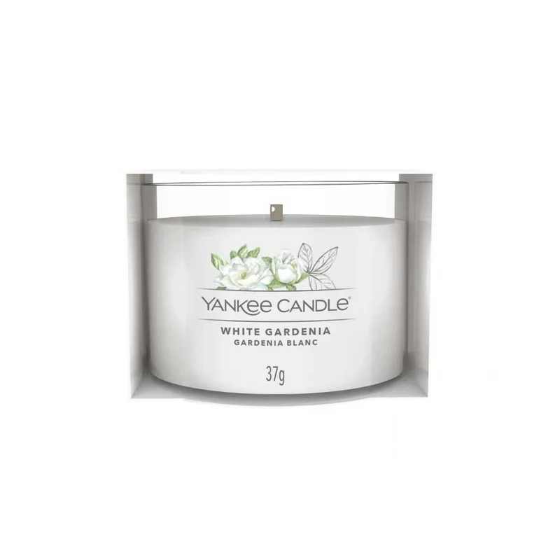 CANDELA VOTIVE IN VETRO SINGOLA WHITE GARDENIA