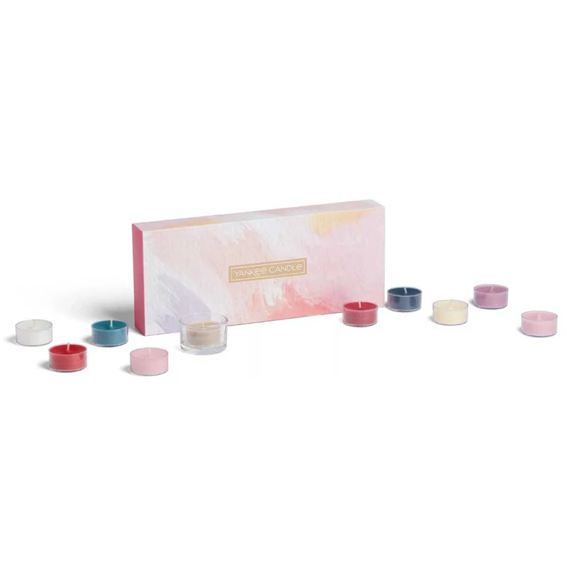 CONFEZIONE REGALO CON 10 LUMINI E 1 PORTA CANDELA