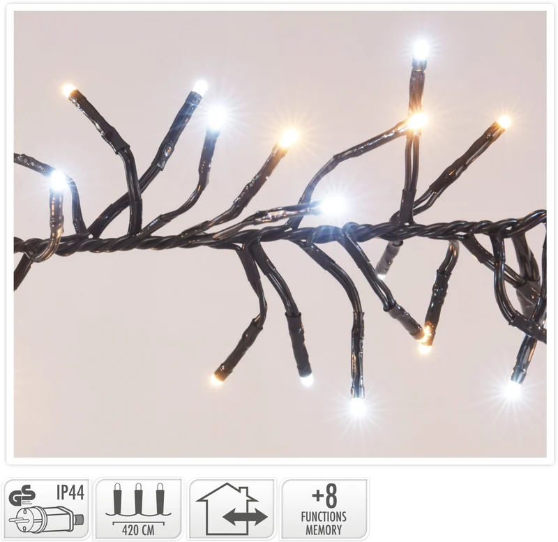 LUCI NATALE GHIRLANDA 576 LED BIANCO CALDO/FREDDO