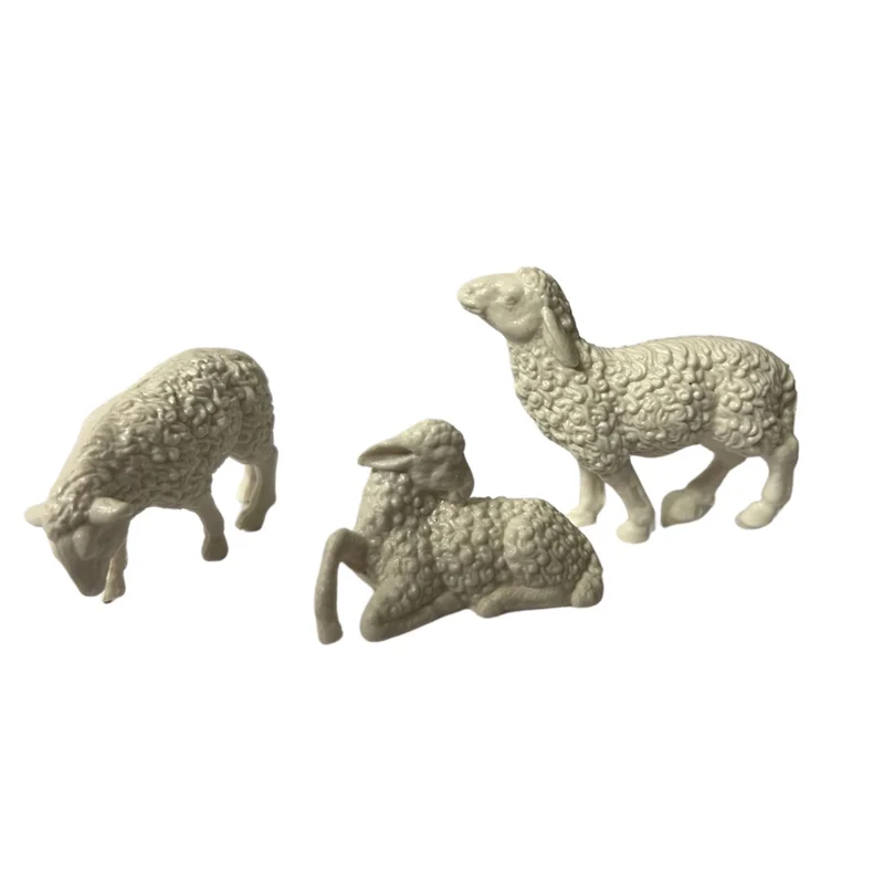 3 PECORE BIANCHE IN RESINA 10CM