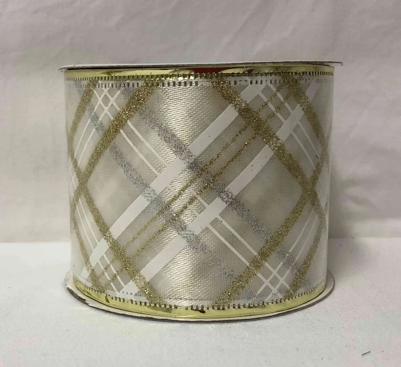NASTRO NATALIZIO 6,3X270CM BIANCO ORO ARGENTO