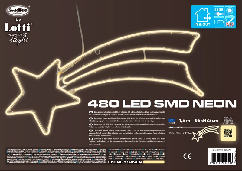 STELLA COMETA LUMINOSA LED BIANCO CALDO 95XH35CM