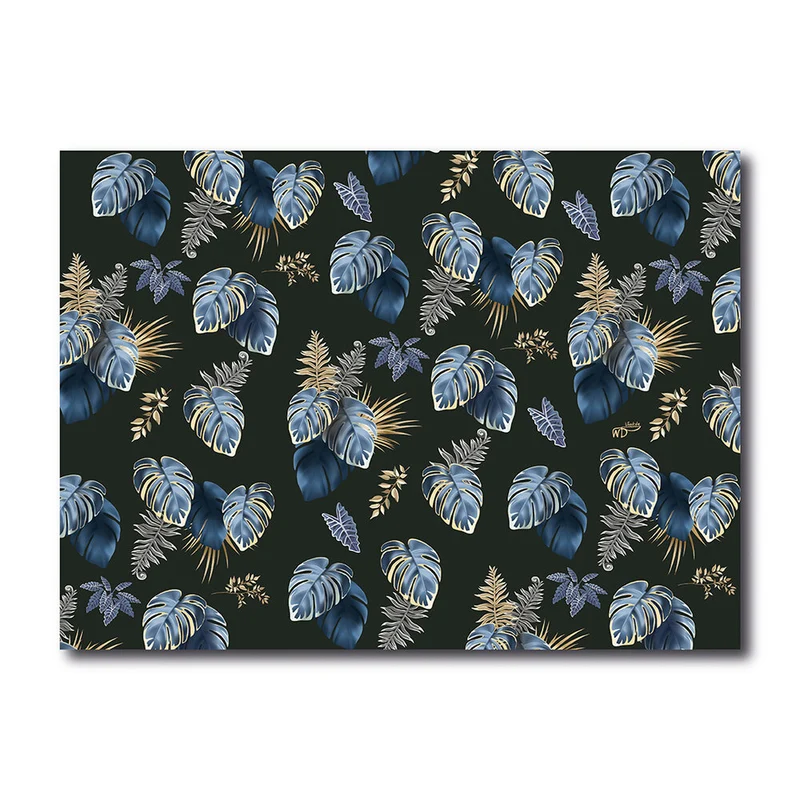 TOVAGLIETTA AMERICANA FOGLIE BLU 45X30CM
