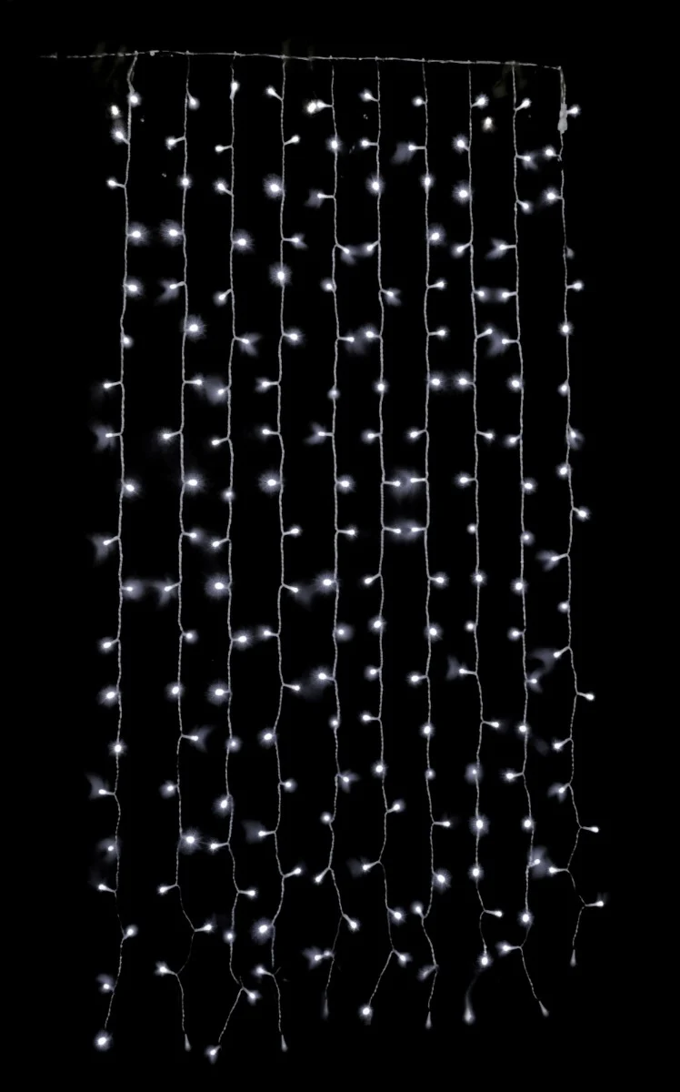 TENDA CON CASCATA 200 LED BIANCO GHIACCIO CON GIOCHI DI LUCE 1XH2MT COLLEGABILE