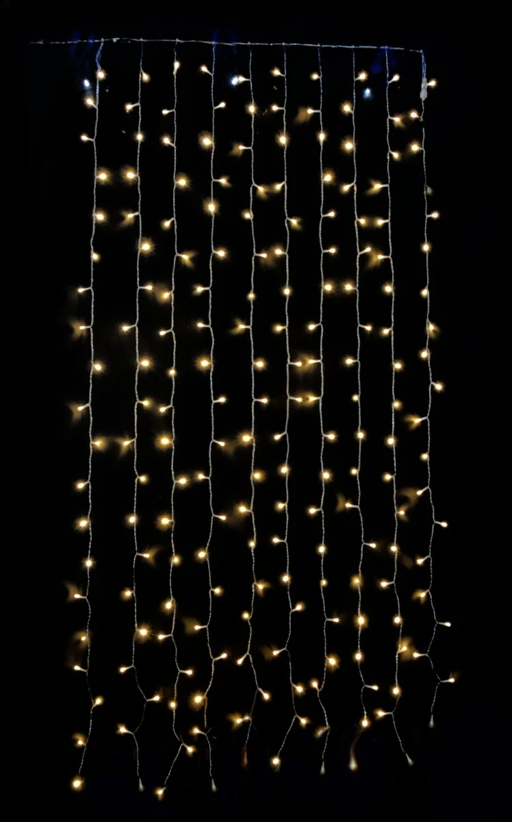 TENDA CON CASCATA 200 LED BIANCO CALDO CON GIOCHI DI LUCE 1XH2MT COLLEGABILE