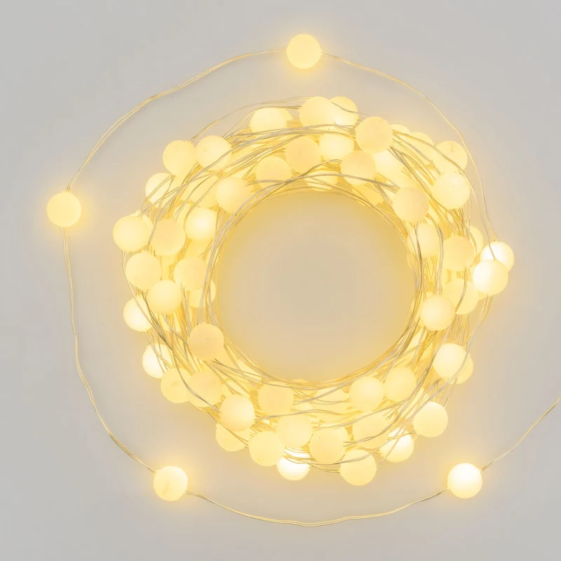 LUCI DI NATALE MINISFERE 100 LED BIANCO CALDO 1000CM