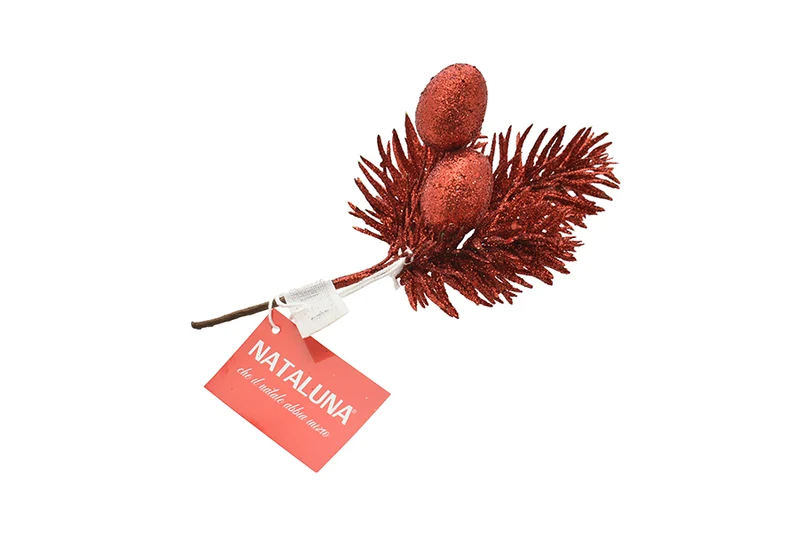 RAMO NATALIZIO CON GLITTER ROSSO