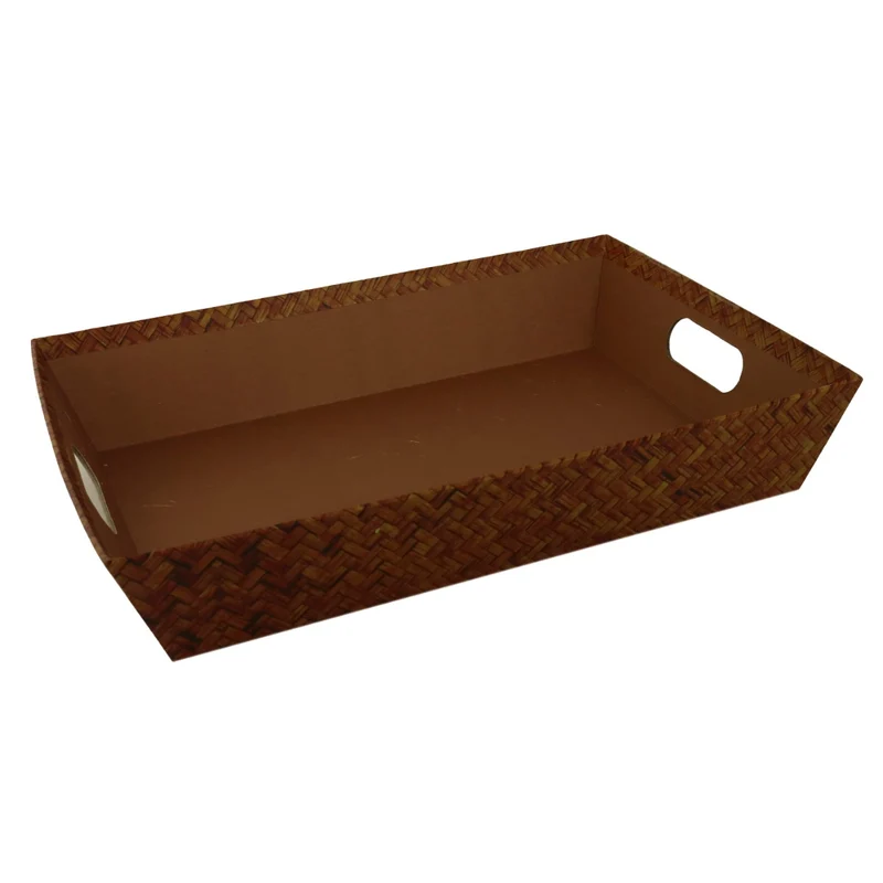 CESTA NATALIZIA IN CARTONE EFFETTO LEGNO MARRONE RETTANGOLARE 35X26H7CM