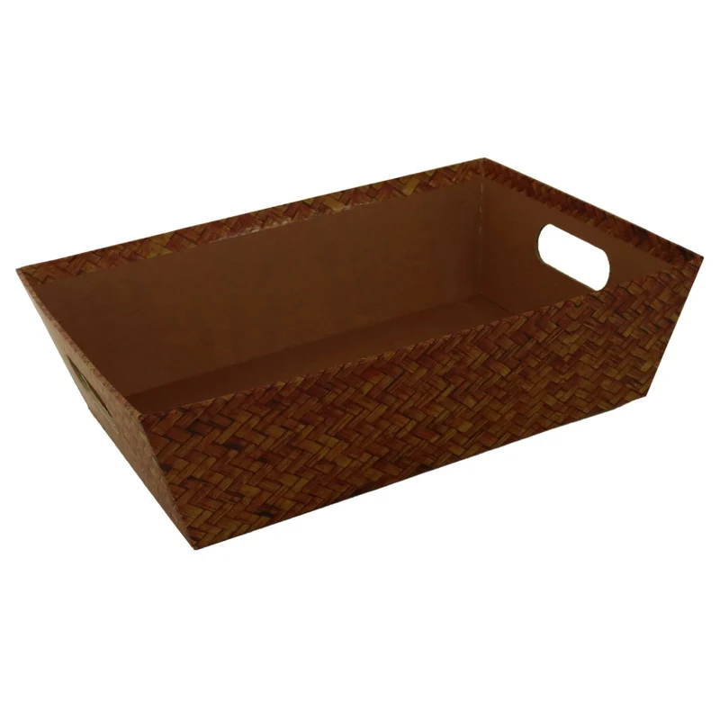 CESTA NATALIZIA IN CARTONE EFFETTO LEGNO MARRONE RETTANGOLARE 31X22H9CM