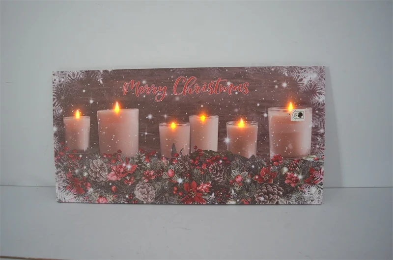 QUADRO NATALIZIO CON CANDELE 60X30X1,8CM CON MICROLED BIANCO CALDO