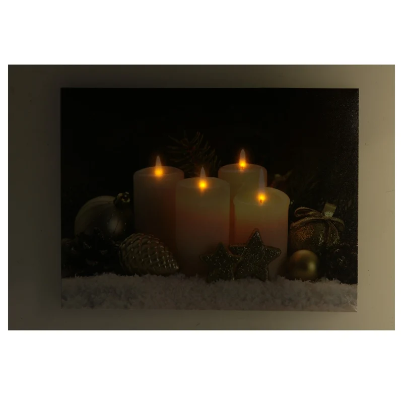 QUADRO NATALIZIO CON CANDELE 40X30X1,8CM CON MICROLED BIANCO CALDO