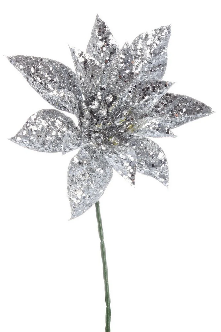 PICK POINSETTIA ARGENTO H22,5CM