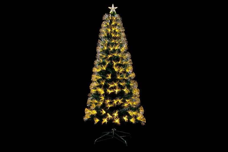 ALBERO DI NATALE LUMINOSO 95 LED BIANCO CALDO H90CM IN FIBRA OTTICA CON 8 GIOCHI DI LUCE